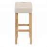 Tabouret Faux Cuir Bois - Otis Chêne Crème