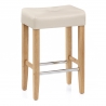 Tabouret Faux Cuir Bois - Otis Chêne Crème