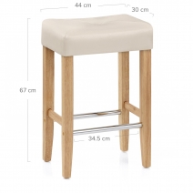 Tabouret Faux Cuir Bois - Otis Chêne Crème