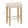 Tabouret Faux Cuir Bois - Otis Chêne Crème