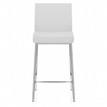 Tabouret Faux Cuir Chrome - Pacino Blanc