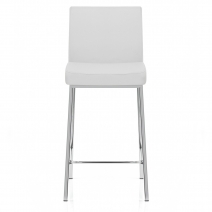 Tabouret Faux Cuir Chrome - Pacino Blanc