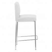 Tabouret Faux Cuir Chrome - Pacino Blanc