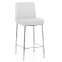 Tabouret Faux Cuir Chrome - Pacino Blanc