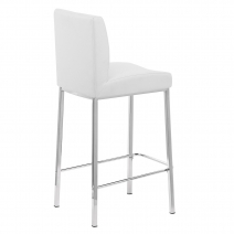 Tabouret Faux Cuir Chrome - Pacino Blanc