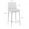 Tabouret Faux Cuir Chrome - Pacino Blanc