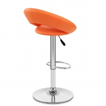 Chaise de Bar Faux Cuir Chrome - Crescent Matelassé Orange