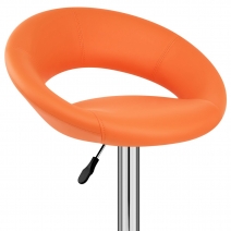 Chaise de Bar Faux Cuir Chrome - Crescent Matelassé Orange