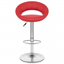 Chaise de Bar Faux Cuir Chrome - Crescent Matelassé Rouge
