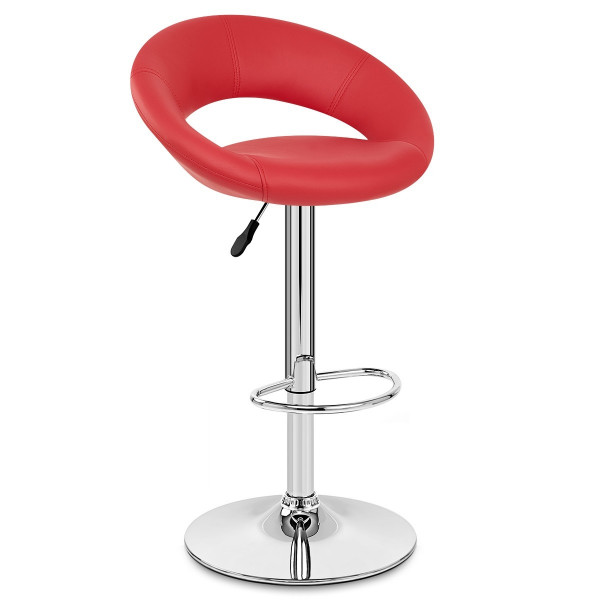 Chaise de Bar Faux Cuir Chrome - Crescent Matelassé Rouge Chaise de Bar Faux Cuir Chrome - Crescent Matelassé Rouge