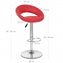 Chaise de Bar Faux Cuir Chrome - Crescent Matelassé Rouge