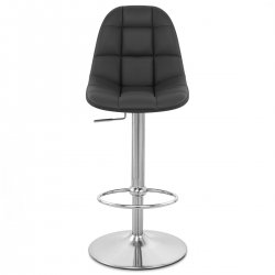Chaise de Bar Faux Cuir Chrome Brossé - Rochelle Crème