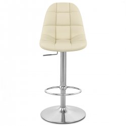 Chaise de Bar Faux Cuir Chrome Brossé - Rochelle Crème