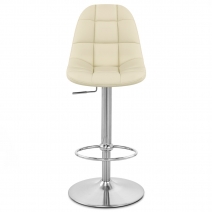 Chaise de Bar Faux Cuir Chrome Brossé - Rochelle Crème