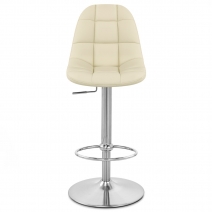 Chaise de Bar Faux Cuir Chrome Brossé - Rochelle Crème