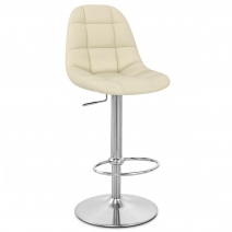 Chaise de Bar Faux Cuir Chrome Brossé - Rochelle Crème