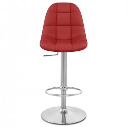 Chaise de Bar Faux Cuir Chrome Brossé - Rochelle Crème