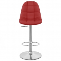 Chaise de Bar Faux Cuir Chrome Brossé - Rochelle Rouge