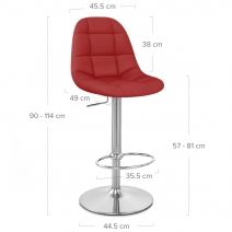 Chaise de Bar Faux Cuir Chrome Brossé - Rochelle Rouge