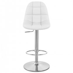 Chaise de Bar Faux Cuir Chrome Brossé - Rochelle Crème