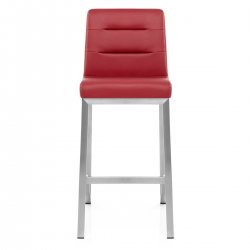 Tabouret Faux Cuir Chrome Brossé - Stella