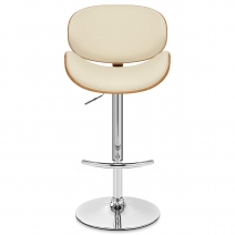 Chaise de bar Faux Cuir Bois - Théo Crème