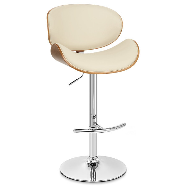 Chaise de bar Faux Cuir Bois - Théo Crème Chaise de bar Faux Cuir Bois - Théo Crème