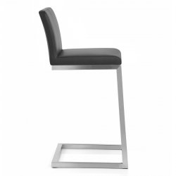 Tabouret Cuir Chrome Brossé - Ace Noir