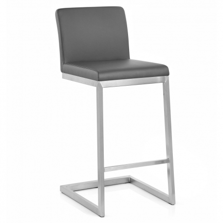 Tabouret Faux Cuir Chrome Brossé - Ace