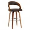 Tabouret Faux Cuir Bois - Alicia Marron