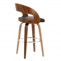 Tabouret Faux Cuir Bois - Alicia Marron