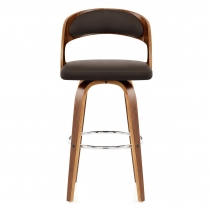 Tabouret Faux Cuir Bois - Alicia Marron