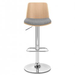 Chaise de Bar Bois Tissu - Crest Gris