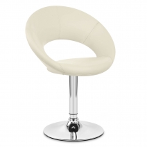 Chaise Faux Cuir Chrome - Clémentine Crème