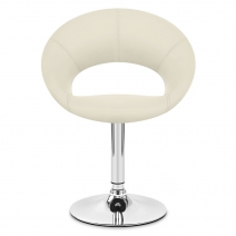 Chaise Faux Cuir Chrome - Clémentine Crème