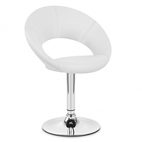 Chaise Faux Cuir Chrome - Clémentine Blanc