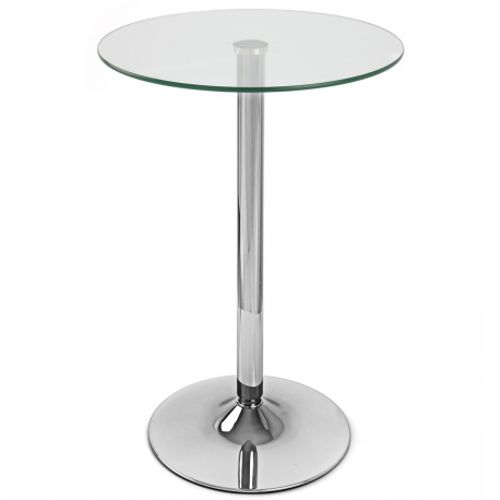 Table de Bar Chrome - Vetro Ronde Verre Transparent