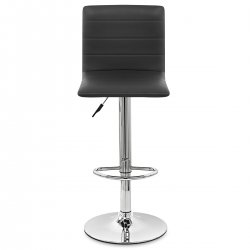 Chaise de Bar Cuir Chrome - Fabio Noir