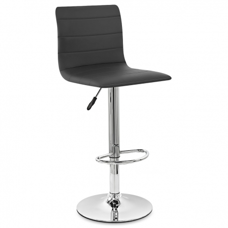 Chaise de Bar Cuir Chrome - Fabio Noir