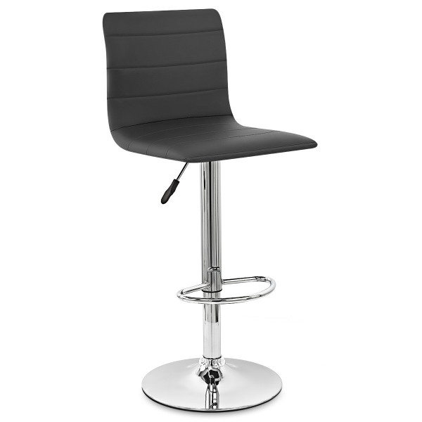 Chaise de Bar Cuir Chrome - Fabio Noir