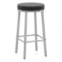 Tabouret Faux Cuir Chrome Brossé - Vision Noir