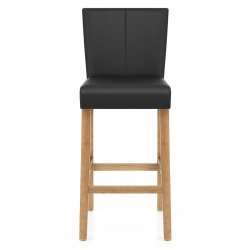 Tabouret de Bar Bois Faux Cuir - Cornell Noir