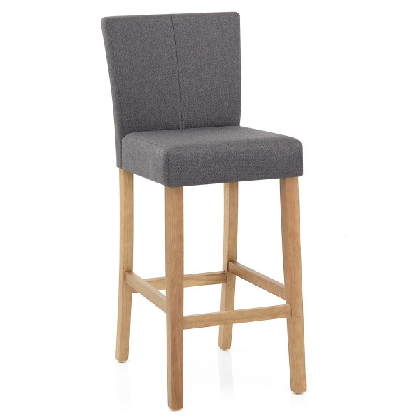Tabouret de Bar Tissu Bois - Cornell Gris Tabouret de Bar Tissu Bois - Cornell Gris