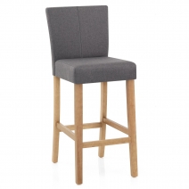 Tabouret de Bar Tissu Bois - Cornell Gris