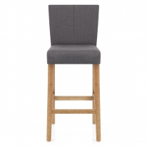 Tabouret de Bar Tissu Bois - Cornell Gris