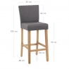 Tabouret de Bar Tissu Bois - Cornell Gris
