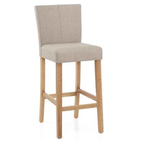 Tabouret de Bar Tissu Bois - Cornell Taupe