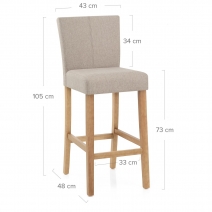 Tabouret de Bar Tissu Bois - Cornell Taupe