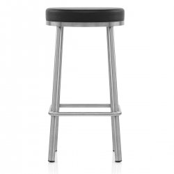 Tabouret Faux Cuir Chrome Brossé - Vision Noir