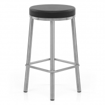 Tabouret Faux Cuir Chrome Brossé - Vision Noir